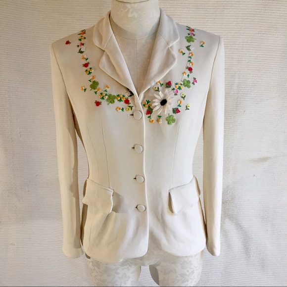 Moschino Flower Child Embroidered Blazer Jacket - Picture 2 of 8